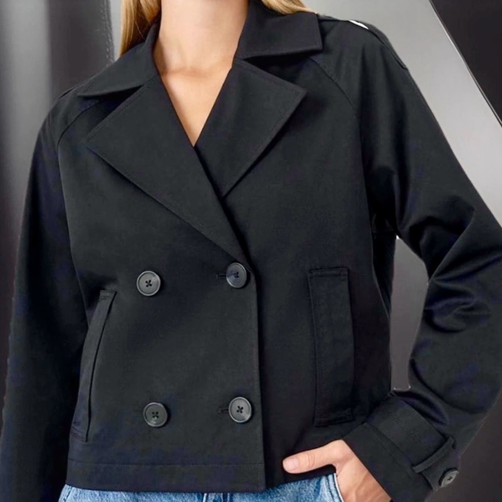 Rebecca Minkoff Black Double-Breasted Cropped Blazer